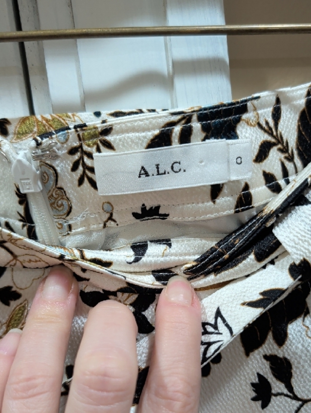 A.L.C. Ivory Mini Skirt with Black Floral Print - Picture 3 of 5